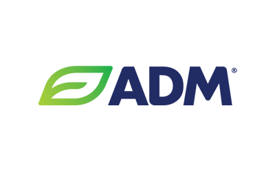 ADM logo, green and blue